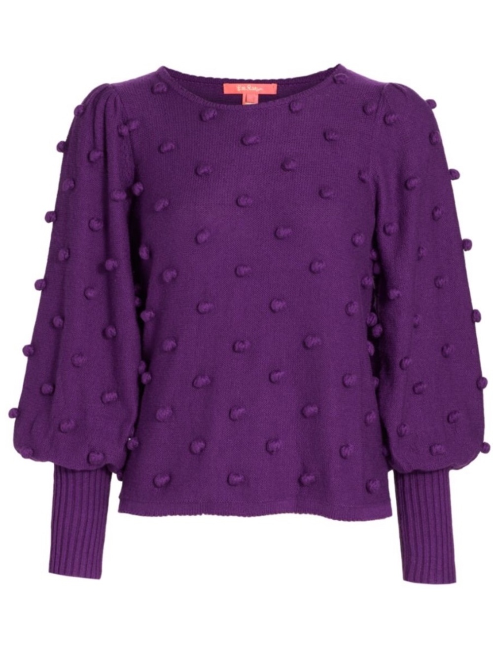 Lilly Pulitzer Kippa Sweater M in Purple Berry Cotton Blend pom pom